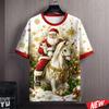 Merry Christmas Santa Claus Pattern T Shirt Men 3d Printing Xmas T-shirt Crew Neck Short Sleeve Horse New Year Women Tee Shirts