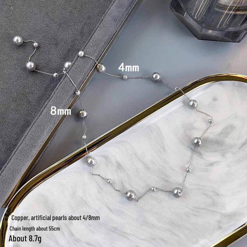 

Двухслойное жемчужное ожерелье Starry French Design - роскошная цепочка для свитера на осень/зиму