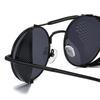 VIVIBEE Steampunk Sunglasses Men 2025 Trending Gothic Round Alloy Red Metal Punk Goggles Retro Party Sun Glasses