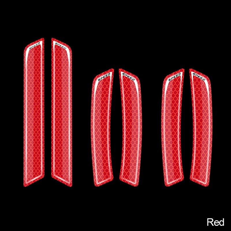 

6 шт. Наліпка-попередження про безпеку автомобіля Маркування Світловідбиваючі наліпки для автомобіля Стрічка Світловідбиваючі смуги для бампера Зовнішні аксесуари Універсальні червоний