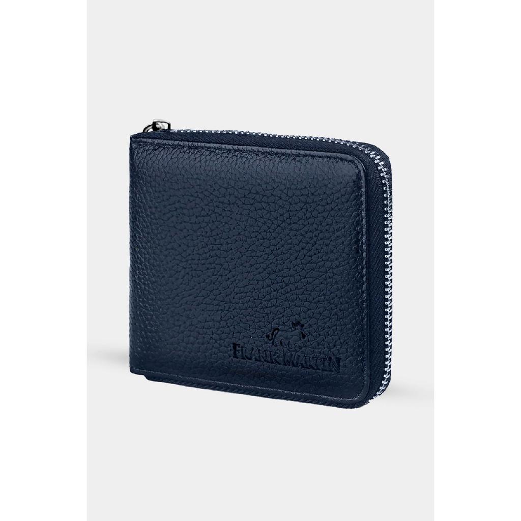 Stilvolles schwarzes Kartenetui aus Leder mit originellem Geldfach mit Reißverschluss und Geschenkbox