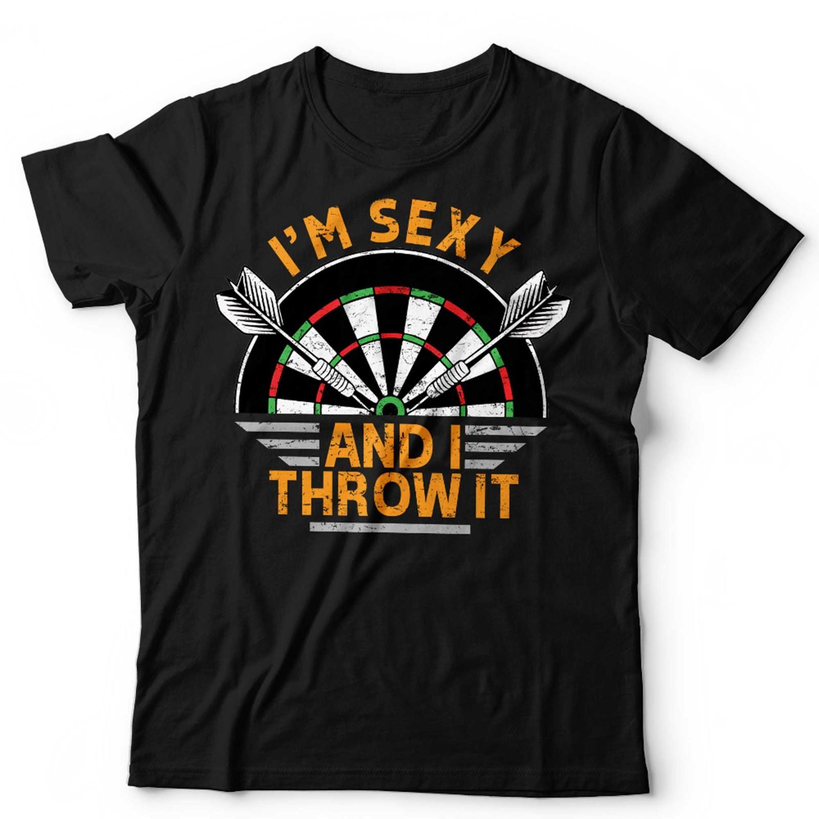 Funny Darts Tshirt Unisex I m Sexy And I Throw It Dart Player Humorous Pub Gift S разноцветный