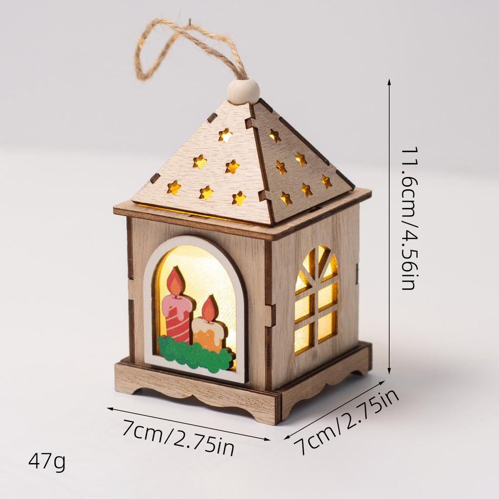 Christmas Luminous Wooden Cabin Ornament - Small House Tree Decoration