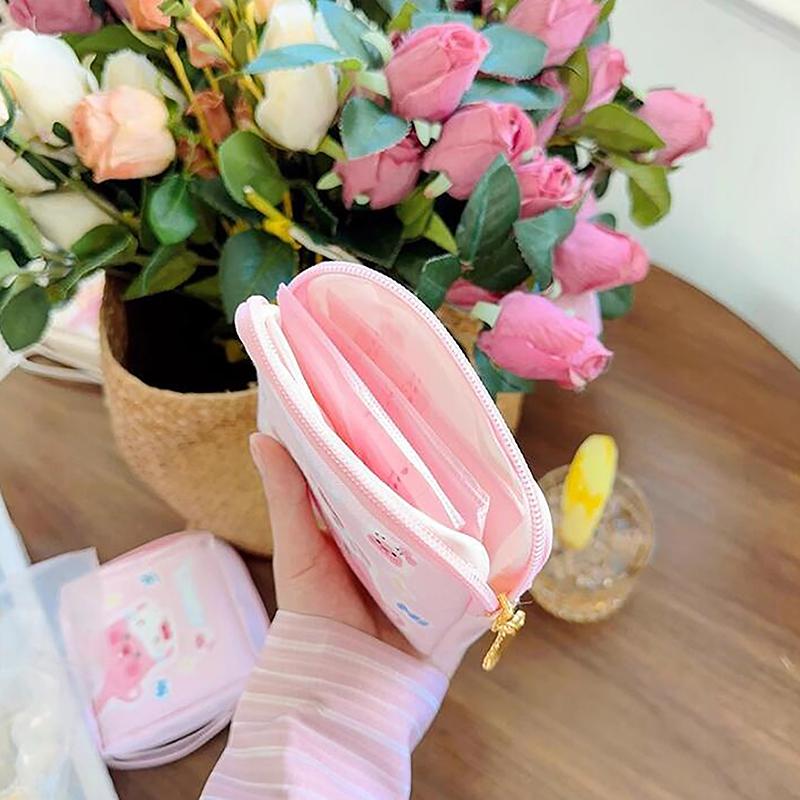 1Pc Mini Cosmetics Coin Purse Bag Gift Kawaii Sanrio Hello Kitty Cartoon Women Tampon Sanitary Napkin Storage Bag