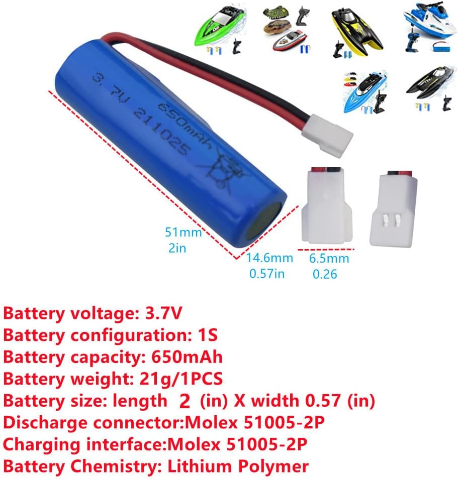 Baterie Litiu 3.7V 650mAh pentru SYMA Q9, H126, H131, H118, RH701 | Putere și Durată de Funcționare Îmbunătățite | Instalare Ușoară, Albastru