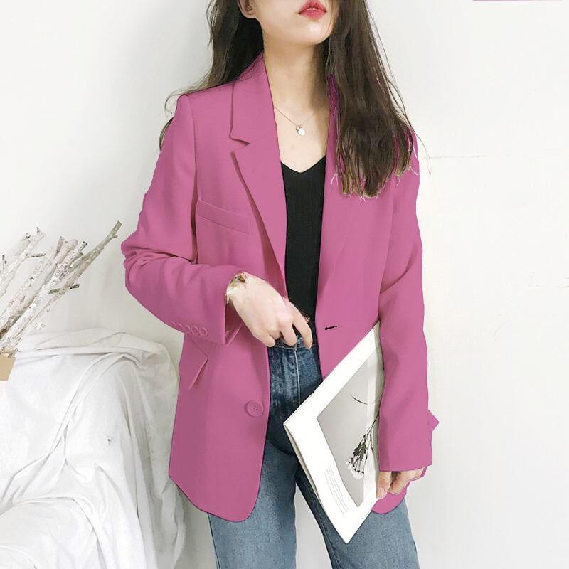 Elegantní sako dámské jarní móda vintage oblekové bundy kabát kancelářská dáma šik klasické jednobarevné ležérní oversized svrchní oblečení