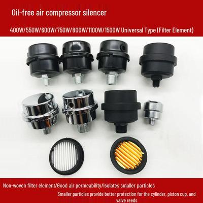 Silent Oil-Free Air Compressor Muffler: 1/2" & 1/4" High-Pressure Vacuum Pump Filter Element Accessories.