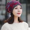 Soft Winter Fashion Warmer Soft Print Flower Neck Warm Women Hat Bib Hats Velvet Bonnet Beanie