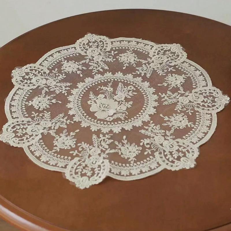 1pc Vintage Crochet Lace Tablecloth Floral Pattern - Perfect As Heat Resistant Air Fryer Dust Cover, and Home Decor Lace Tablecloth Bohemian Placemat