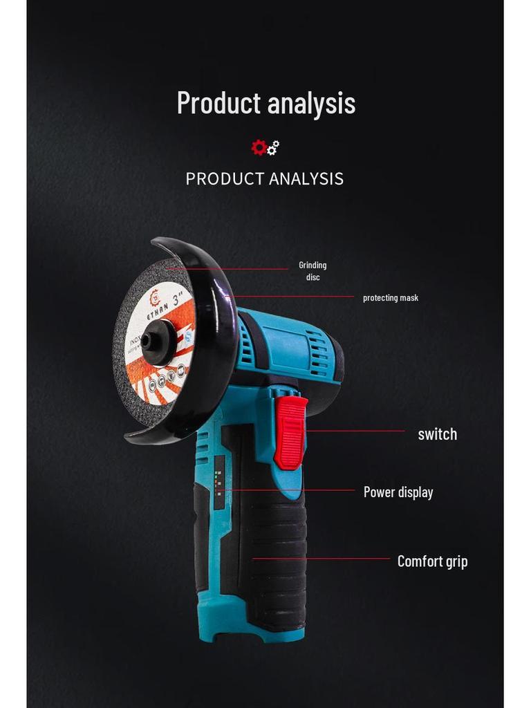 Polizor unghiular mini fără fir cu baterie litiu: Unealtă compactă, multifuncțională de tăiat și șlefuit cu motor cu miez din cupru periat