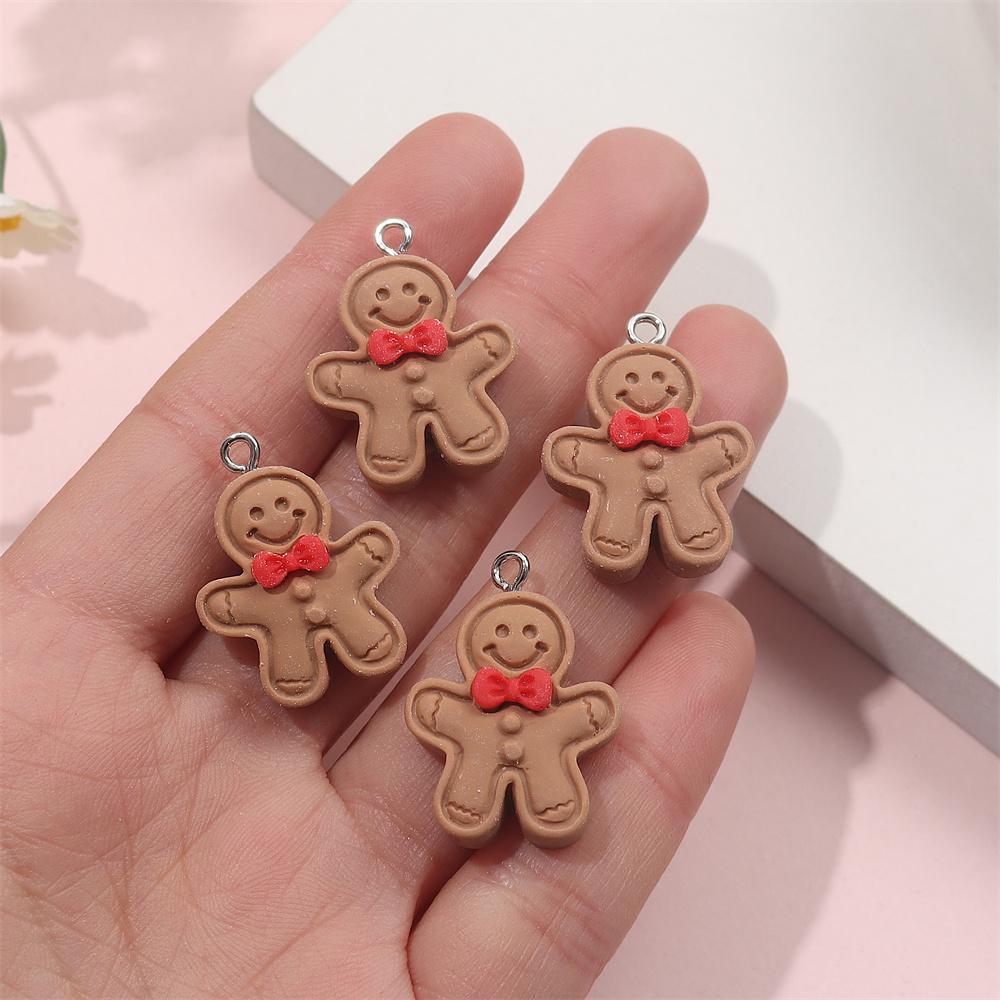 5/10/15pcs Gingerbread Pendant Resin Jewelry Gingerbread Doll Snowman Jewelry DIY Necklace Bracelet Earring Decoration