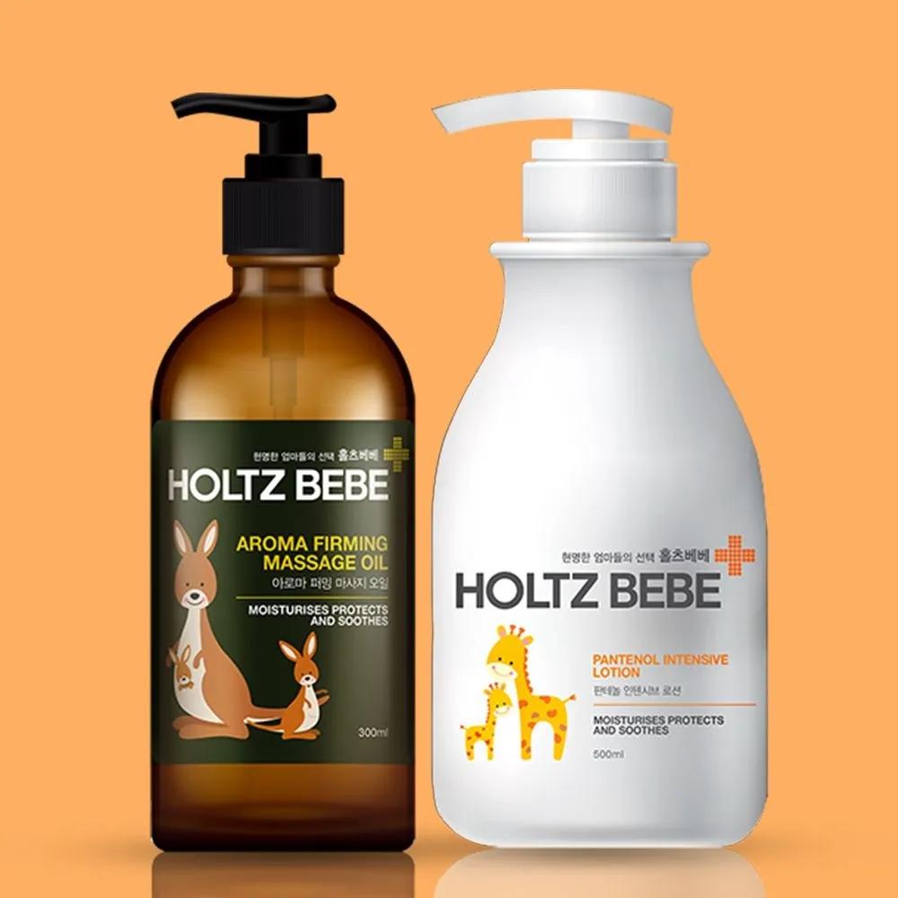 

Holtzbebe Natural Pregnancy Oil 300ml Massage Oil Moisturizing Oil + Holtzbebe Mildly Acidic Baby Nourishing Soothing Lotion 500ml