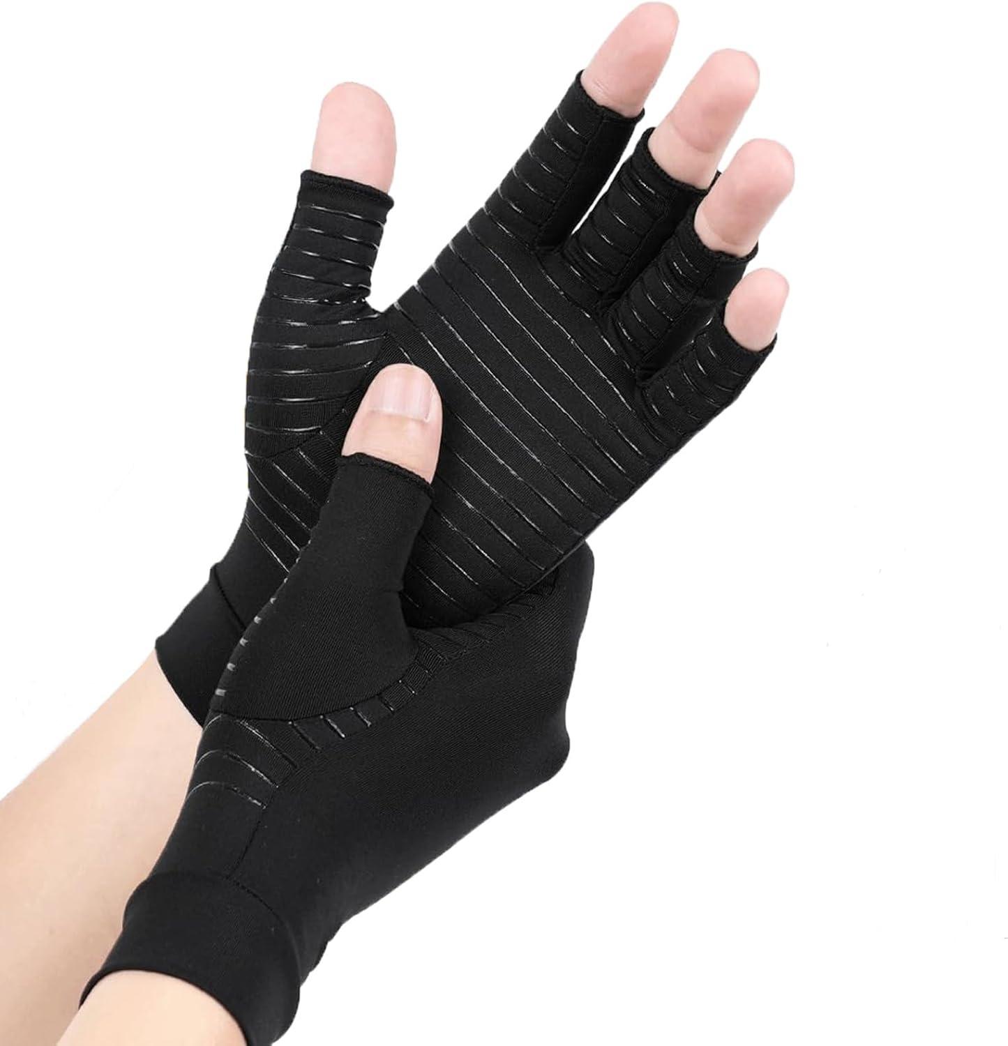 

1Pair Copper Compression Gloves For Women And Men Fingerless Gloves Carpal Tunnel Pain Relief Hand Support Wrist Splint XL чёрный