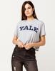 T-shirt corta cropped grigia da donna dell'Università di Yale