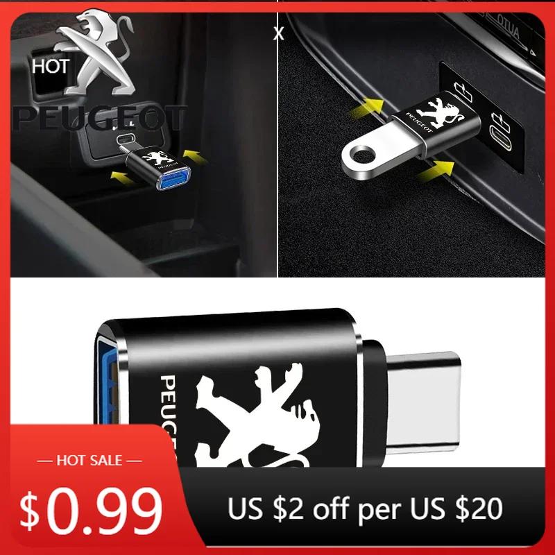 Car Sticker Car Usb Type C Cable Converter Charging Adapter Car Accessories For Peugeot 308 307 206 208 207 3008 508 407 2008 50