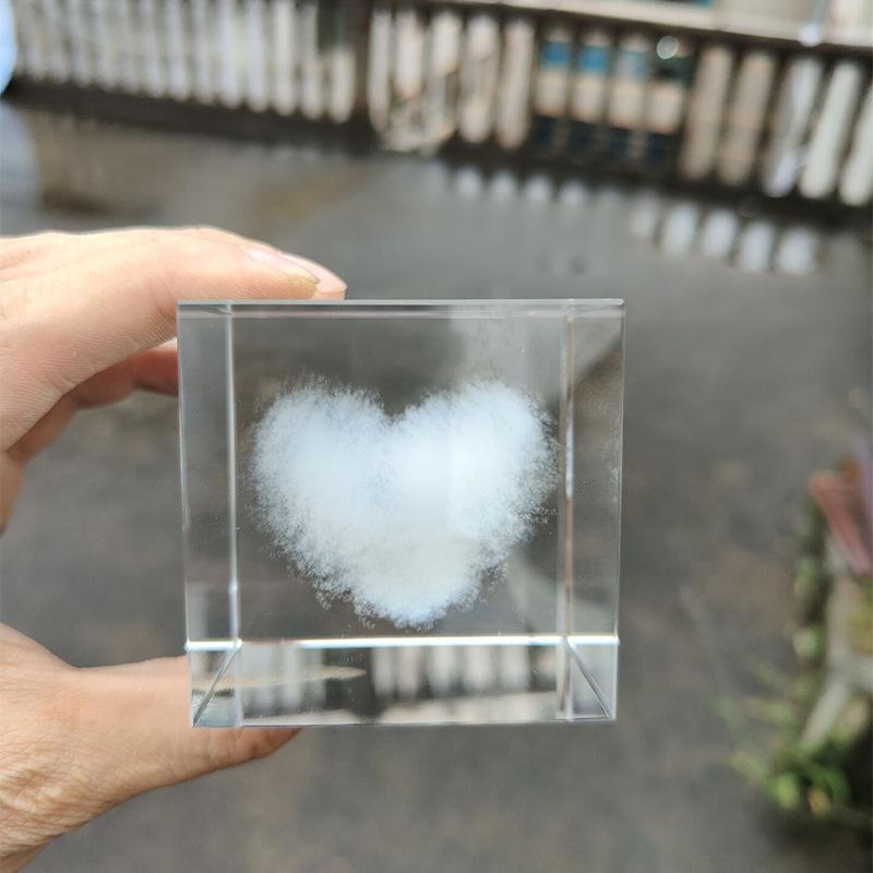 Crystal Transparent Glass Stone Carved Clouds Dandelion Rain Sun Love White Embryo Decoration. Best Choice for Gift Giving