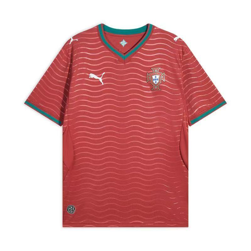 Portugal 2026 Jersey Bundle: Wine Red & Ocean White Wave Design 120CM