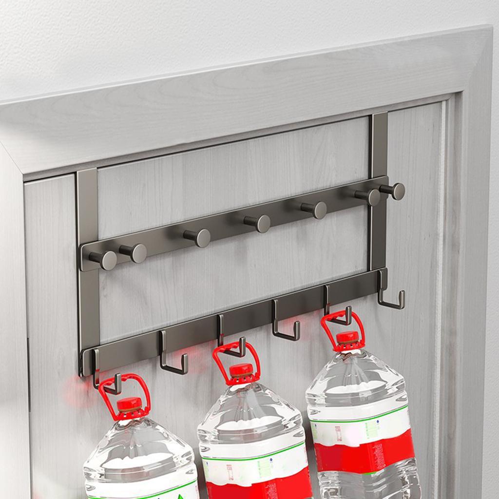 Over the Door Hook Space Aluminum Door Hanger with 13 Coat Hooks for Hanging Towel Bag Key Heavy Duty Bathroom Organizer