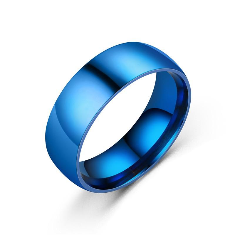 Multicolor Polished Stainless Steel Ring: 4mm-8mm Wide Gold, Silver, Black & Blue Ball Arc Design for Couples