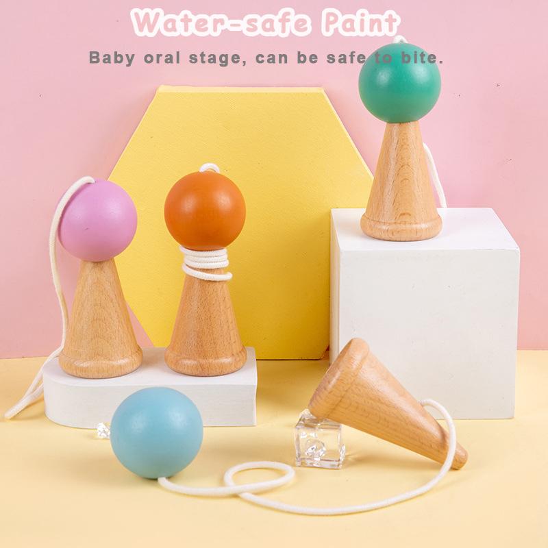 Fun Ball and Cup Toy Set for Kids Outdoor Throw and Catch Ball Game Balance Hand-Eye Coordination Motor Skill Training Beech Toy