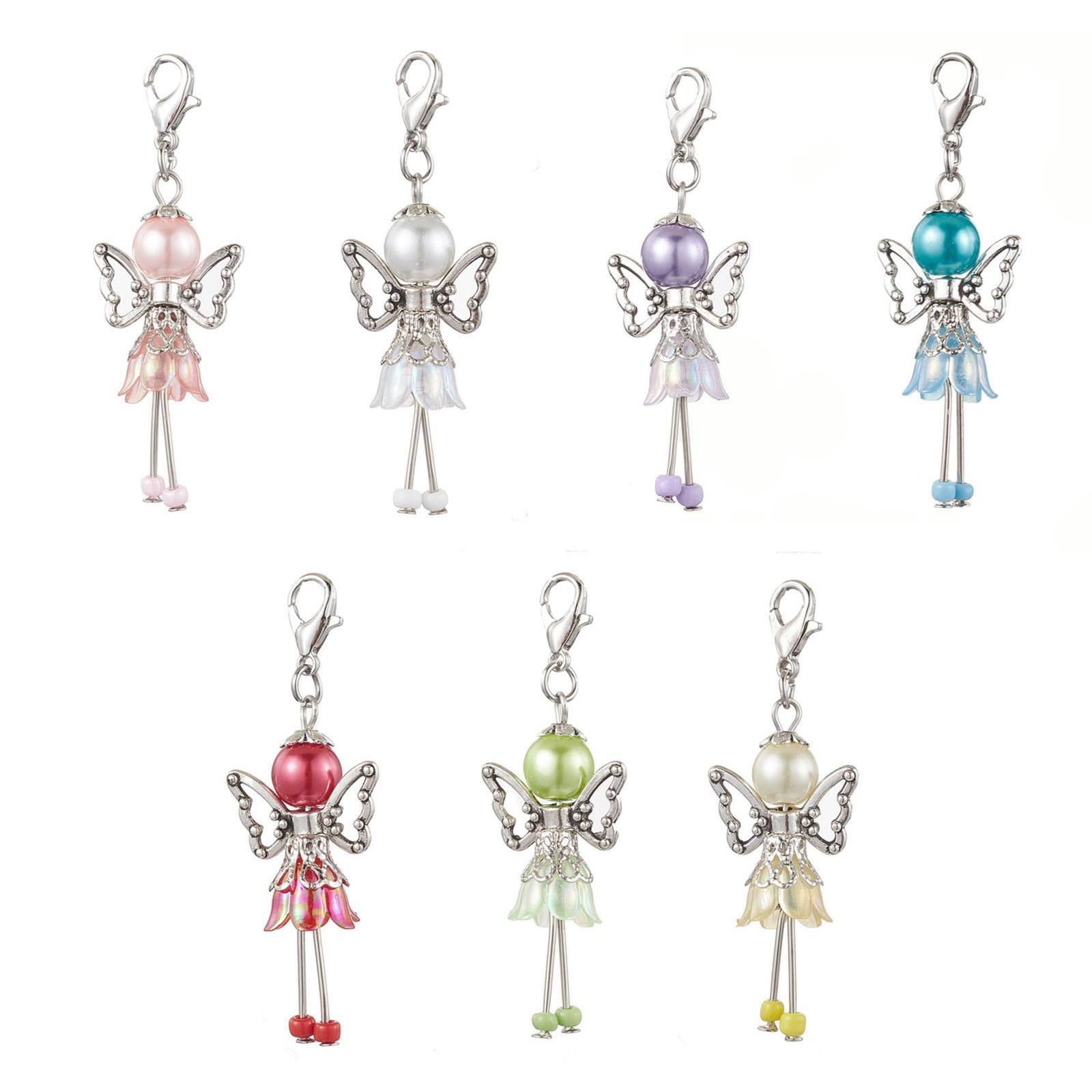 

Набор из 7 элегантных подвесок-крыльев ангела и феи, украшенных цветочными элементами и искусственным жемчугом, для DIY-поделок и аксессуаров