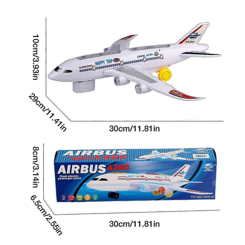 25-26 Plane Toy With Light And Sound Friction Powered For Kids Bump Go Action Aircraft Led Lights Music Toys