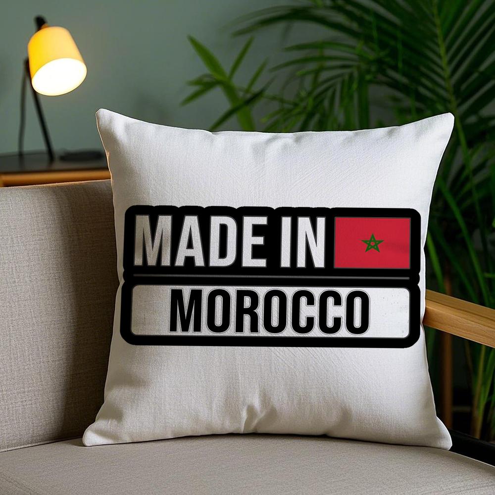 Morocco Flag Cushion Cover Plush Fabric Soft Double-Sided Printed Invisible Zipper Sofa Pillow Case Home Decor