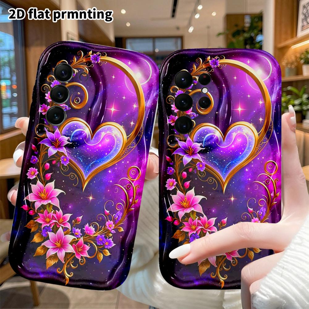 Phone Case: 2D Flat Samsung Galaxy A34 A35 M05 M06 S20 S22 S21 FE Plus 5G Protective Case, Starry Sky Crystal Heart, Christmas and Halloween Gift
