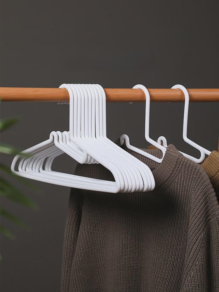 Japanese-Style White Plastic Non-Slip Clothes Hanger with No-Pull Collar Hook for Adult Clothing
