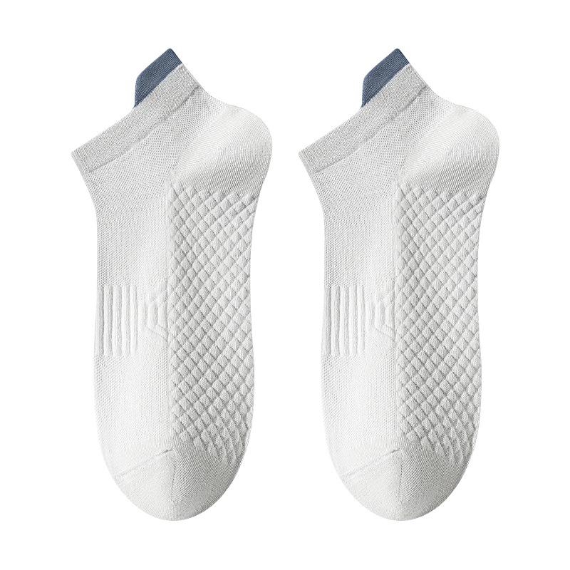 Men's Summer Breathable Cotton Socks - Solid Color, Antibacterial, Odor-Resistant, Thin Casual Sports Boat Socks