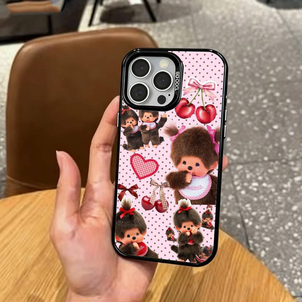 Plush Doll M-Monchhichis  Phone Case For iPhone17,16,15,14,13,12,11 Plus,Pro Max Colored Silver Plated Inside Cover