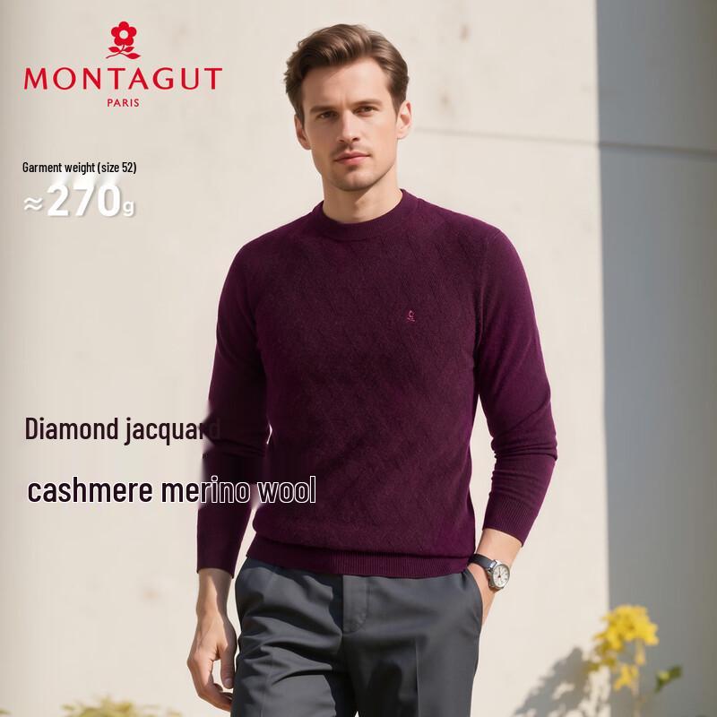 MONTAGUT Men s Round Neck Wool-Cashmere Blend Sweater M