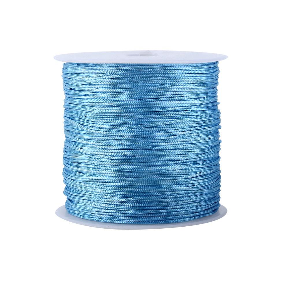 100M X 0.8mm Nylon Chinese Knot Cord Rattail Macrame Shamballa Thread String Sky Blue