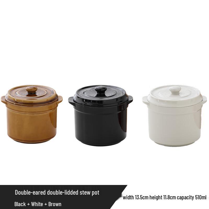 

ZISIZ Double-Lid Ceramic Stew Pot Set