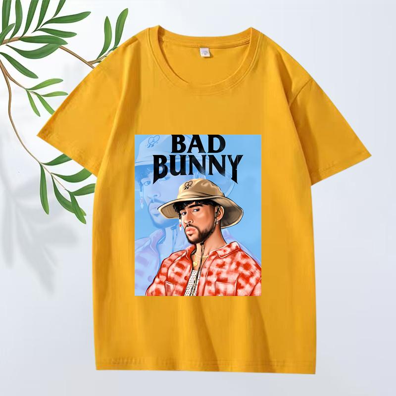 Bad Bunny Módní Klasické Grafické Tričko Muži Ženy Nadměrné 100% Bavlna Streetwear Cool Krátký Rukáv Letní Potisk Unisex Topy