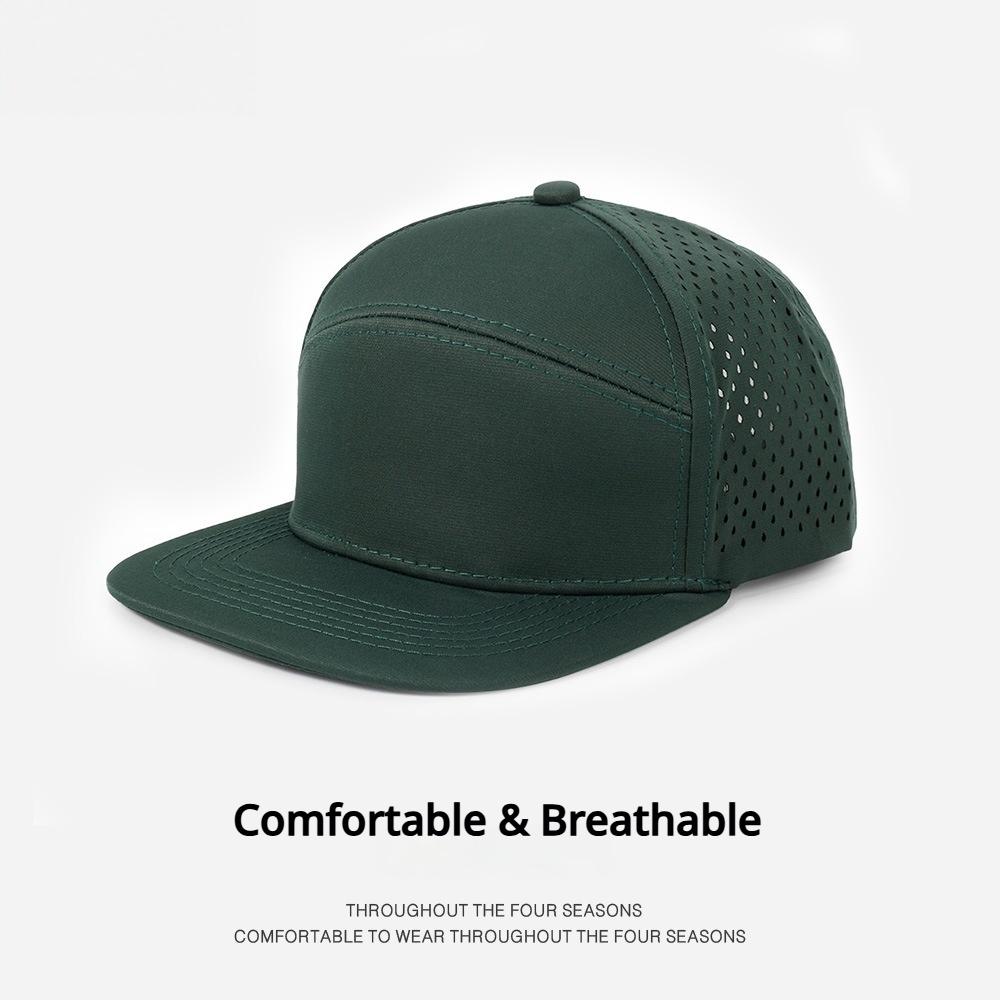Men Women Breathable Perforated Flat Brim Cap Quick Dry UV Protection Adjustable Outdoor Hiking Running Sun Hat