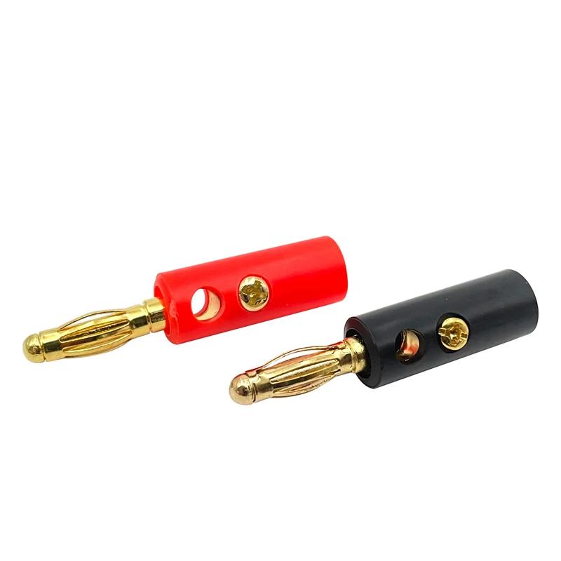50PCS 4mm Banana Plug Gold Plated -For Speaker Wire Red Black Audio Speaker Cable Wiring Post Banana Connector