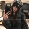 Double inin versatile butterfly knitted cold hat women's winter warm face small headhat