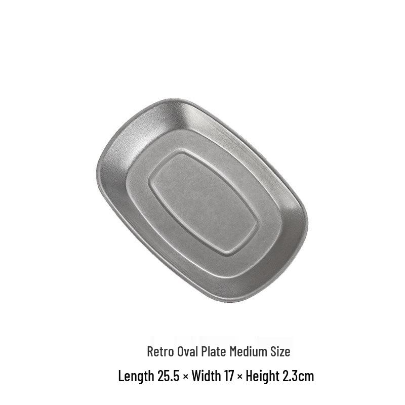 Korean Style Stainless Steel Rectangular Dinner Plate for Fish, Cold Dishes, Rice Noodles, BBQ, Vegetables, and Hot Pot Preparation.