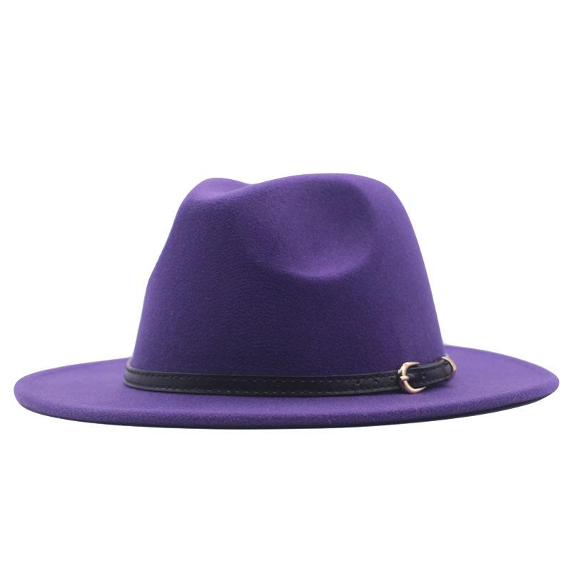 European and American style spring and autumn winter imitation felt big brim hat British retro woolen top hat men's and women's travel Panama jazz hat