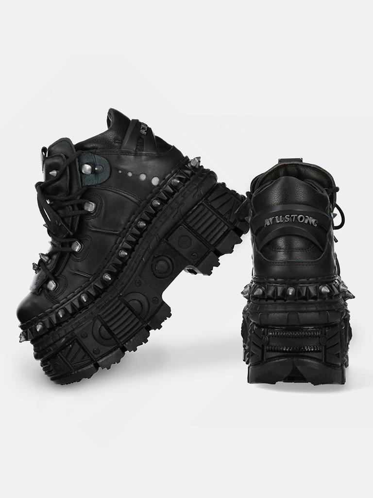 Fashion 2025 New Punk Style Women Shoes Lace-up Heel Height 10CM Platform Shoes Woman Metal Decor Woman Sneakers Gothic Ankle Rock Boots