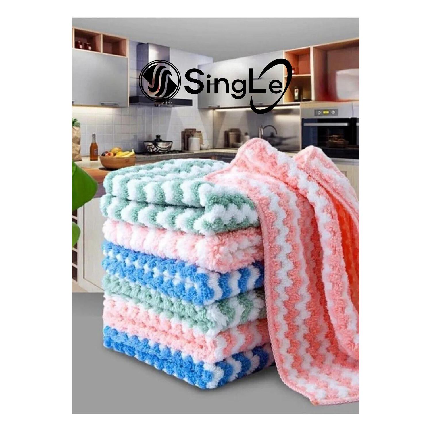 

(3 Pieces) Microfiber Soft Textured Cleaning Cloth 30*30 Cm Kitchen Cloth Does Not Resistant To Stains And Does Not Odor