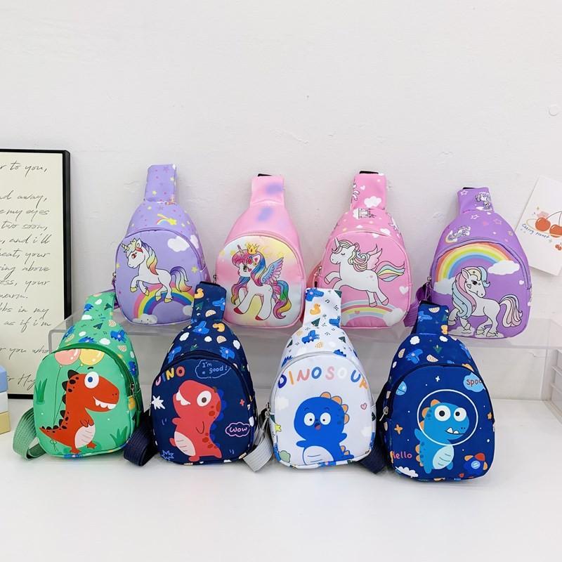 Cartoon Kid Unicorn Dinosaur Chest Bag Polyester Material Fun Preschoolers Print