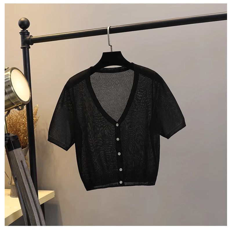 Ice Silk Thin Small Waistcoat Outer Skirt Knitted Cardigan