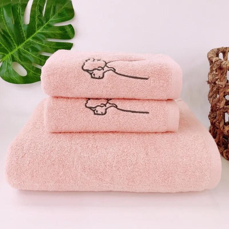 

Вышитое хлопковое удобное впитывающее полотенце для мытья лица, универсальное, многоразовое, корейская мода, милое, ежедневное, простое, шикарное 70x140cm