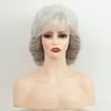 Curly Wig Synthetic Short Wigs for Women Natural Hair Grey Wig with Bangs Cosplay Costume Old Woman Elegant Ladies Wig