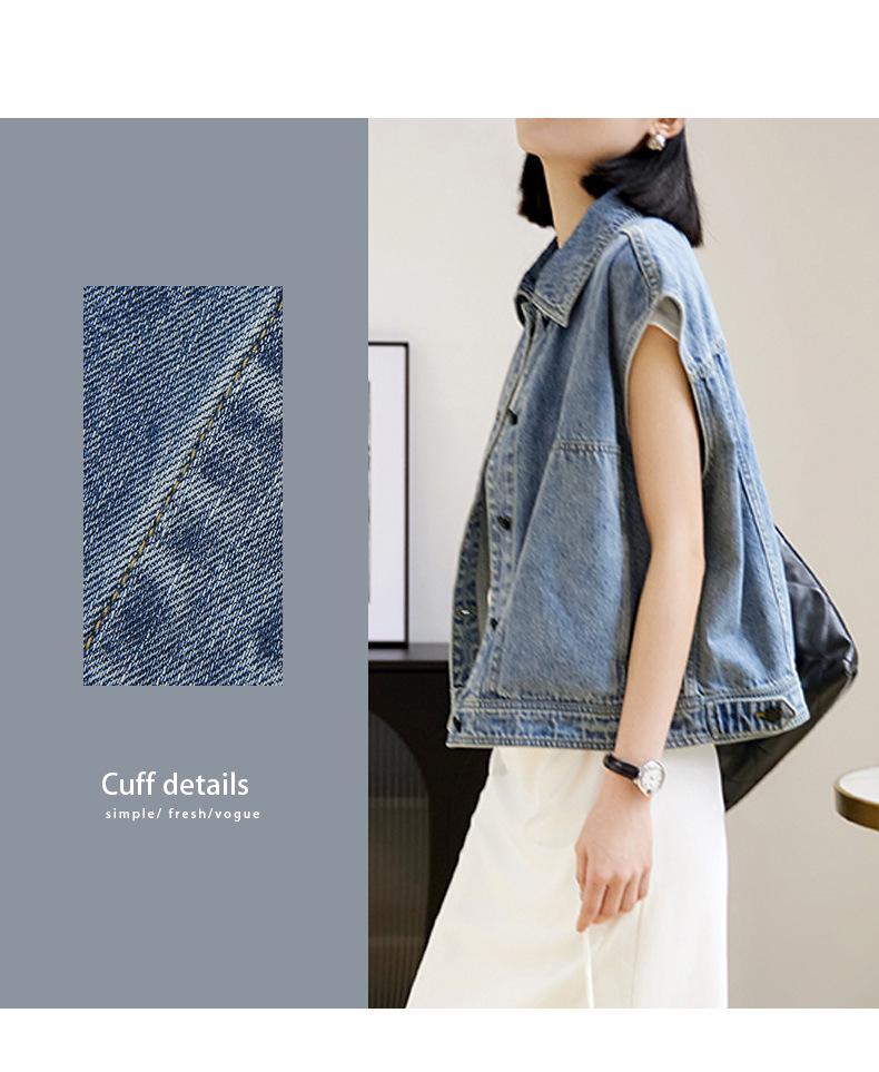 Stylish Women's Denim Biker Vest - Sleeveless, Versatile Summer Fashion