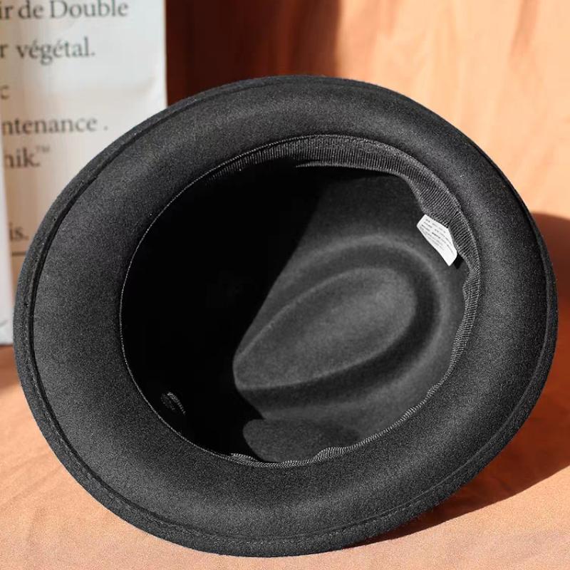 Fashion Casual Large Size Wool Fedora Hat Men Women Autumn And Winter New Short Brim Jazz Hat Trilby Gentleman'S Hat  57Cm 59Cm