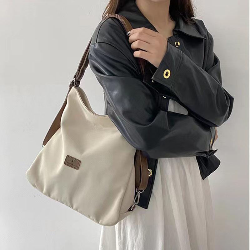 

2026 Spring/Summer Canvas Color Block Tote & Crossbody Bag - Women s Multifunctional Style брудно-білий
