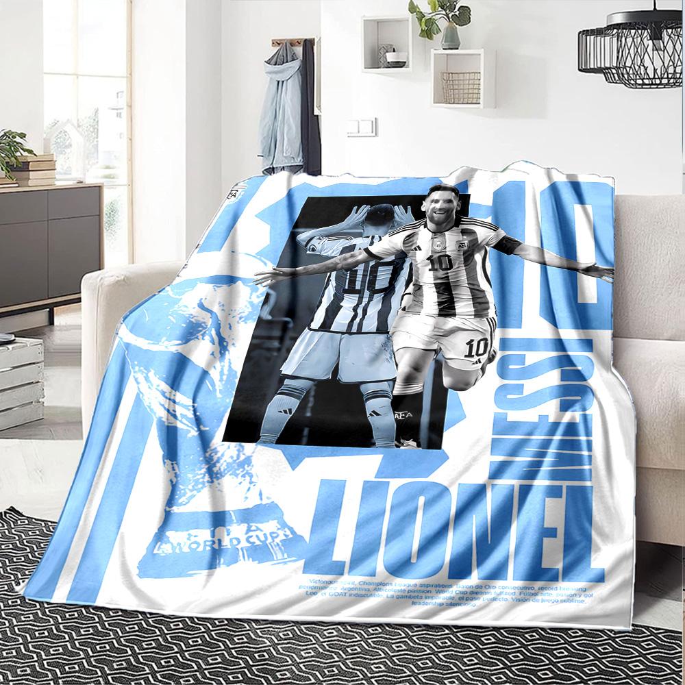 Leo Messi Artwork Blanket Ultra-Soft Great for Office Livingroom Sofa All-Season Use Playful Design Perfect Gift for Relatives and Friends
